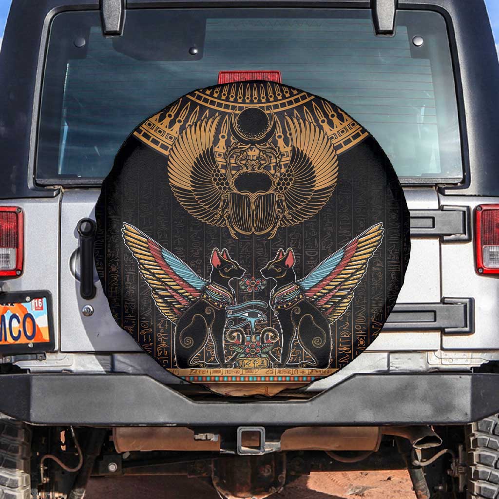 Ancient Egypt Scarab Beetle Spare Tire Cover Hieroglyphs Alphabet Pattern