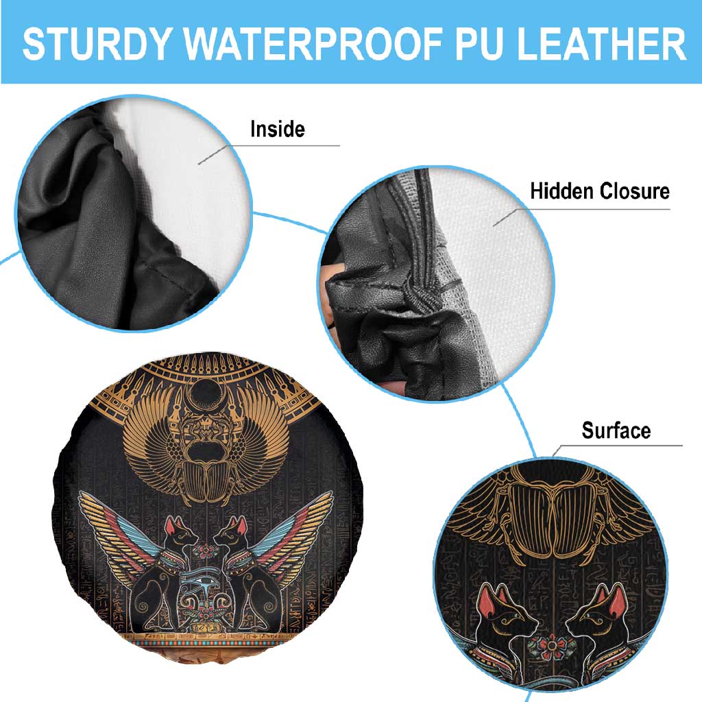 Ancient Egypt Scarab Beetle Spare Tire Cover Hieroglyphs Alphabet Pattern