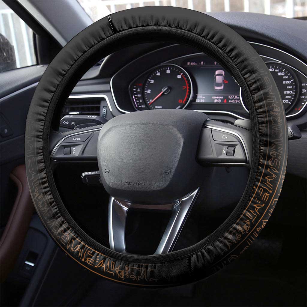 Ancient Egypt Scarab Beetle Steering Wheel Cover Hieroglyphs Alphabet Pattern