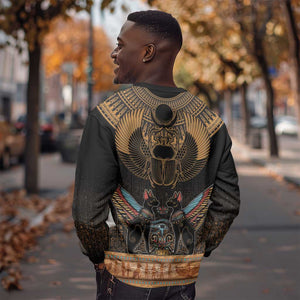 Ancient Egypt Scarab Beetle Sweatshirt Hieroglyphs Alphabet Pattern