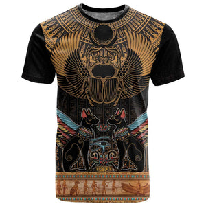 Ancient Egypt Scarab Beetle T shirt Hieroglyphs Alphabet Pattern