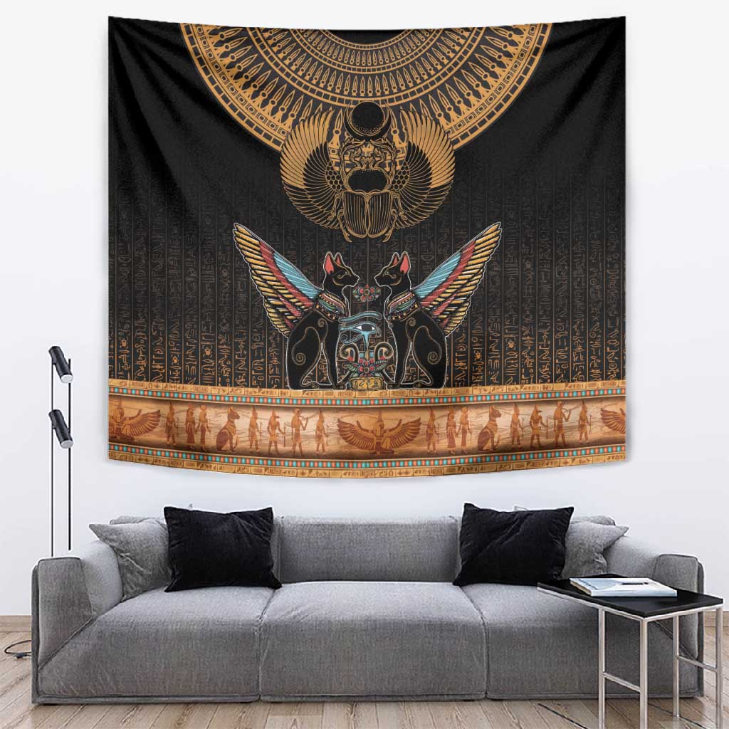 Ancient Egypt Scarab Beetle Tapestry Hieroglyphs Alphabet Pattern