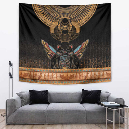 Ancient Egypt Scarab Beetle Tapestry Hieroglyphs Alphabet Pattern