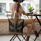 Ancient Egypt Scarab Beetle Tote Bag Hieroglyphs Alphabet Pattern