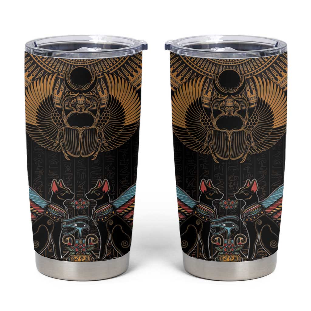 Ancient Egypt Scarab Beetle Tumbler Cup Hieroglyphs Alphabet Pattern