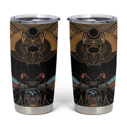 Ancient Egypt Scarab Beetle Tumbler Cup Hieroglyphs Alphabet Pattern