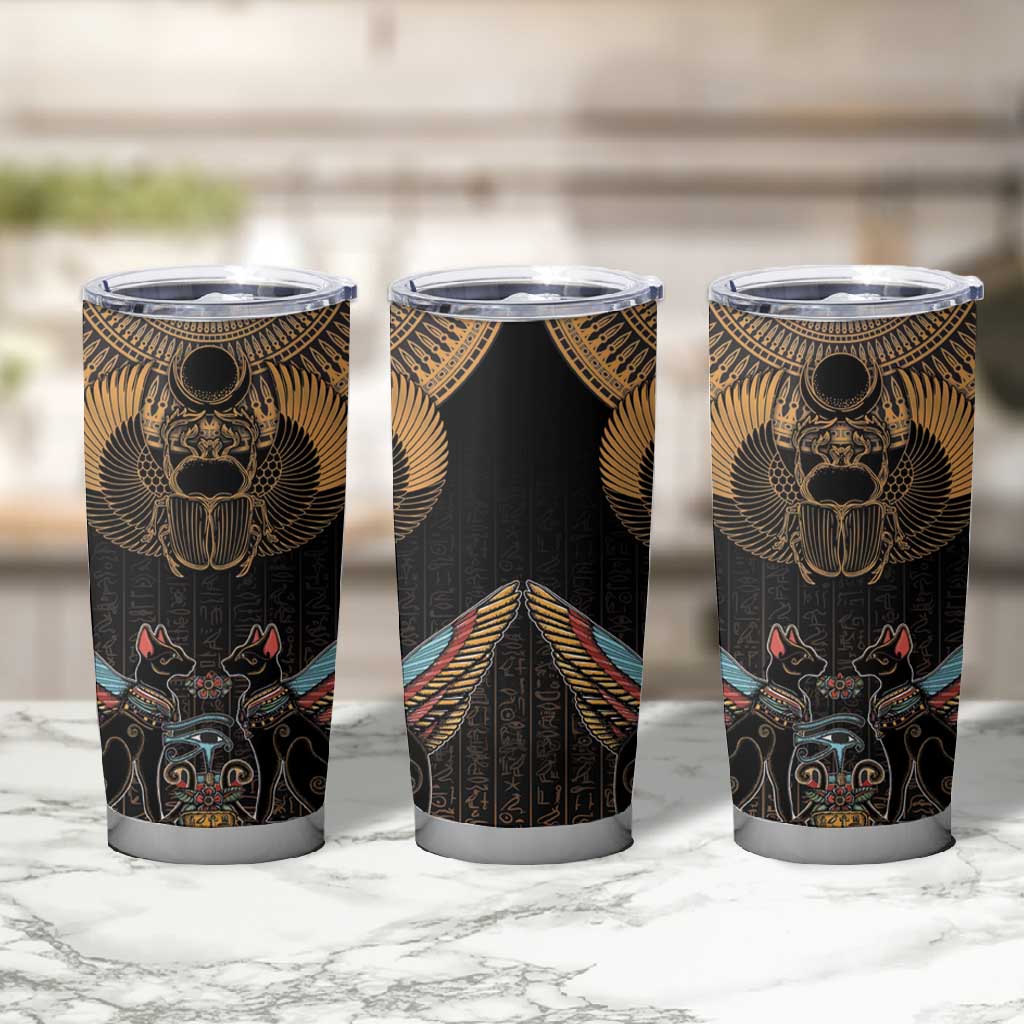 Ancient Egypt Scarab Beetle Tumbler Cup Hieroglyphs Alphabet Pattern