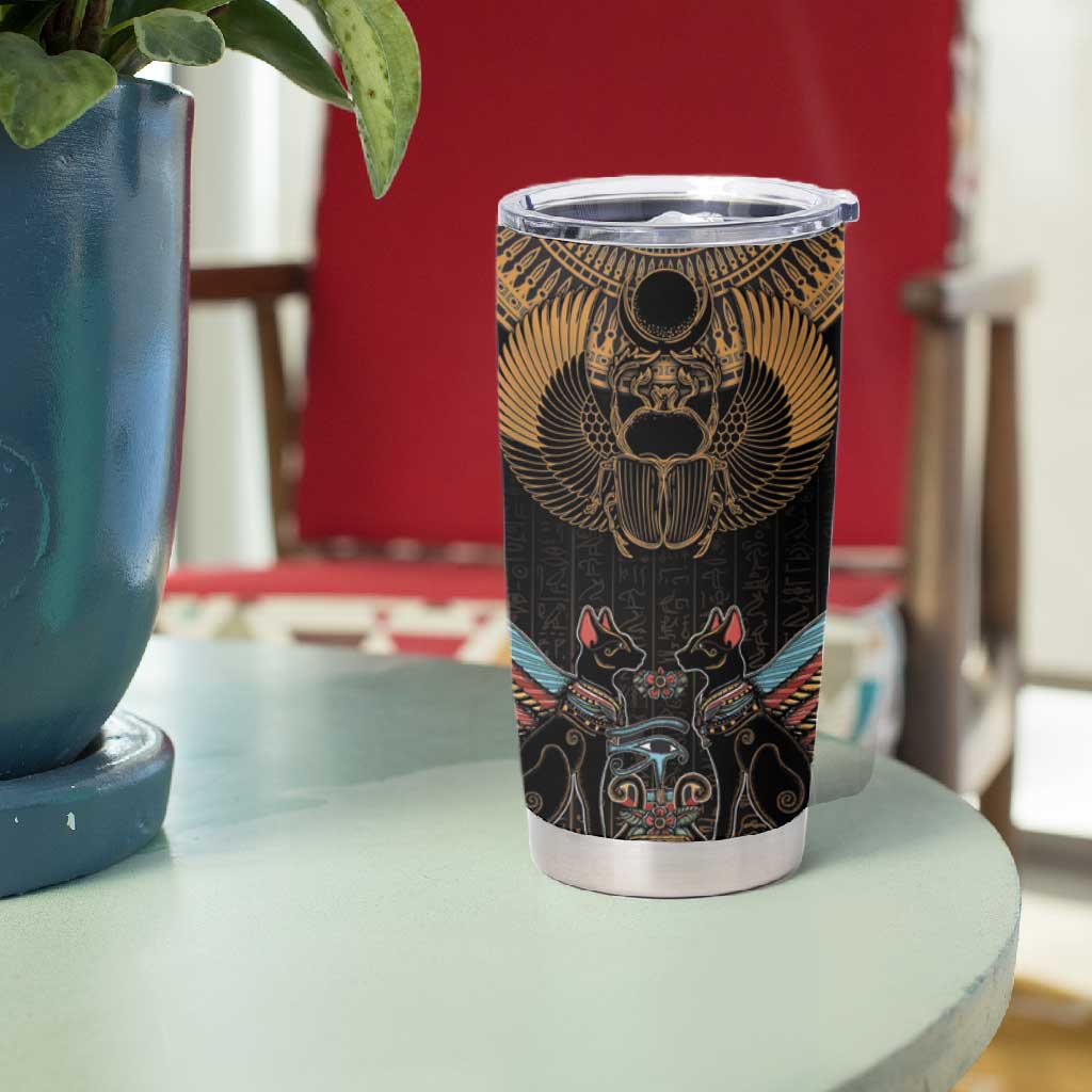 Ancient Egypt Scarab Beetle Tumbler Cup Hieroglyphs Alphabet Pattern