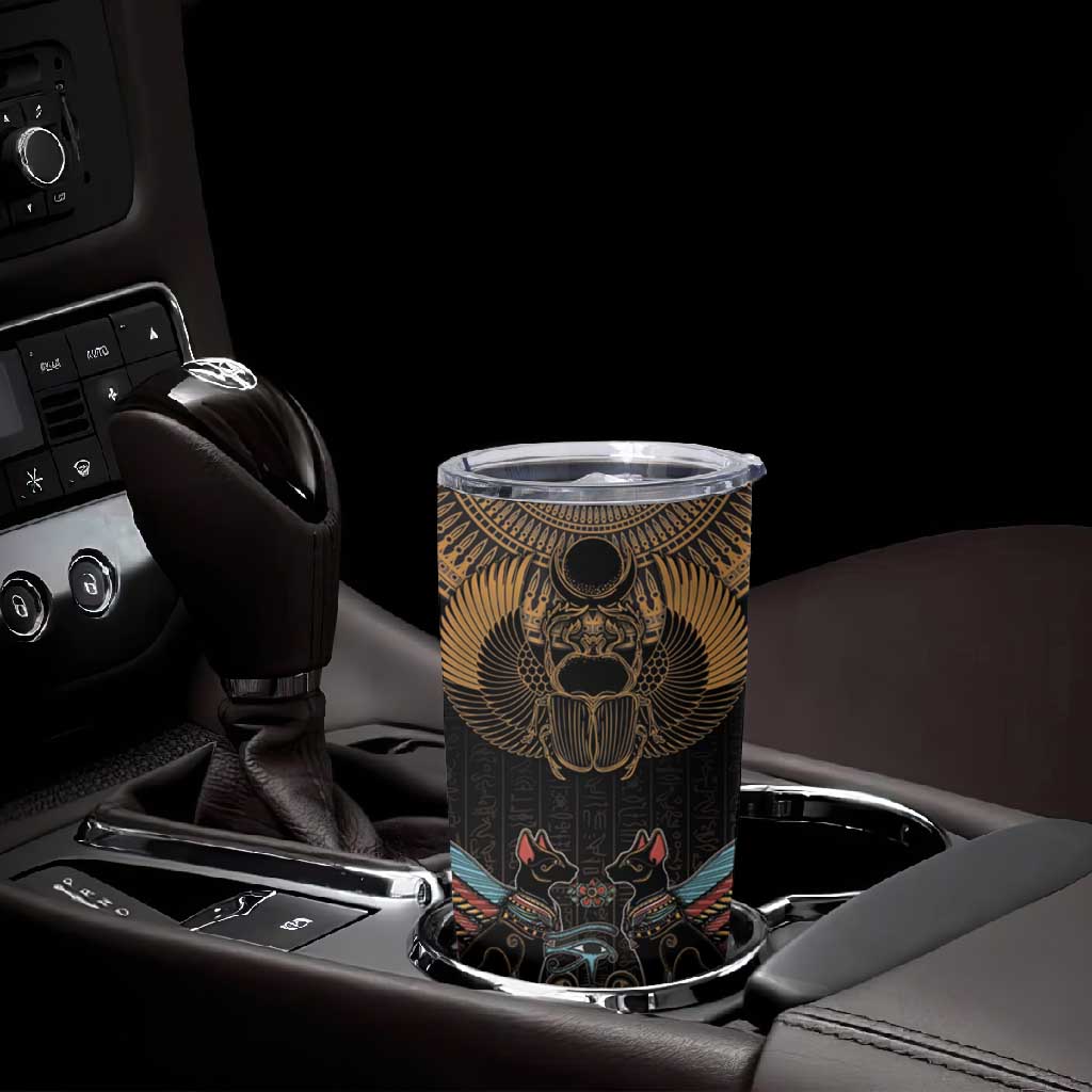 Ancient Egypt Scarab Beetle Tumbler Cup Hieroglyphs Alphabet Pattern