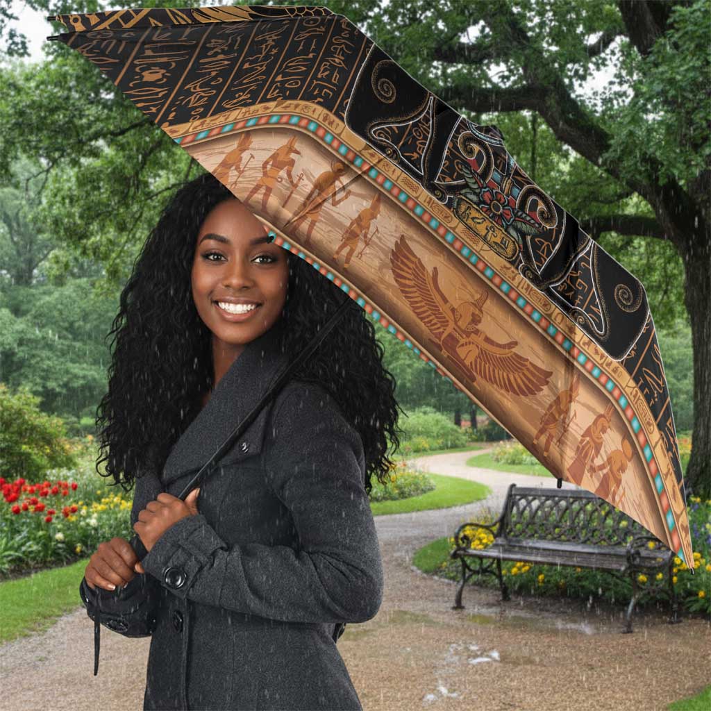 Ancient Egypt Scarab Beetle Umbrella Hieroglyphs Alphabet Pattern