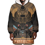 Ancient Egypt Scarab Beetle Wearable Blanket Hoodie Hieroglyphs Alphabet Pattern