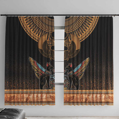 Ancient Egypt Scarab Beetle Window Curtain Hieroglyphs Alphabet Pattern