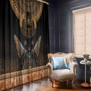 Ancient Egypt Scarab Beetle Window Curtain Hieroglyphs Alphabet Pattern