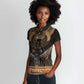 Ancient Egypt Scarab Beetle Women Polo Shirt Hieroglyphs Alphabet Pattern