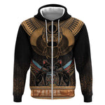 Ancient Egypt Scarab Beetle Zip Hoodie Hieroglyphs Alphabet Pattern
