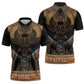 Ancient Egypt Scarab Beetle Zipper Polo Shirt Hieroglyphs Alphabet Pattern