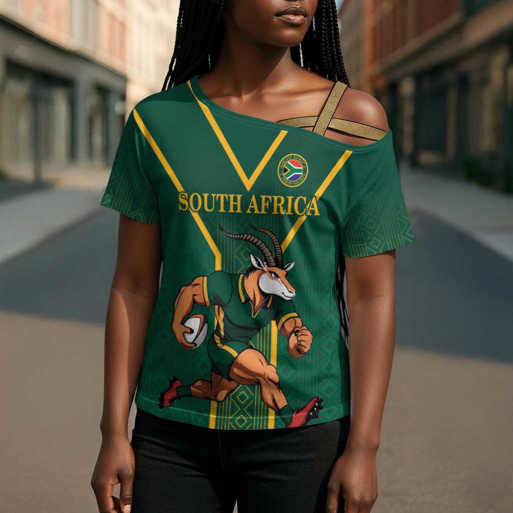 Custom South Africa Rugby Cross Shoulder Shirt Go Springboks - African Pride