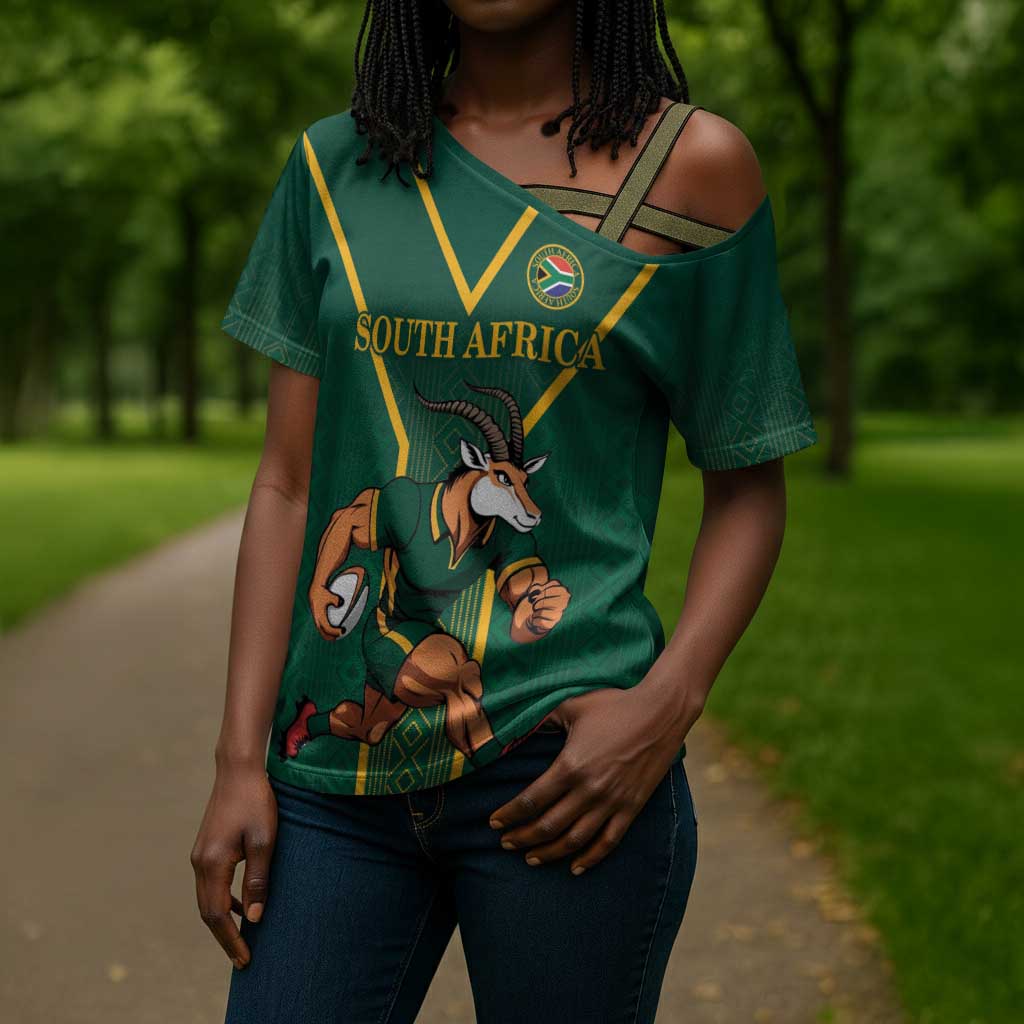 Custom South Africa Rugby Cross Shoulder Shirt Go Springboks - African Pride