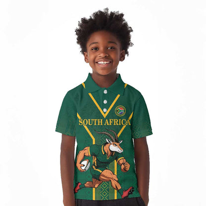 Custom South Africa Rugby Kid Polo Shirt Go Springboks LT18
