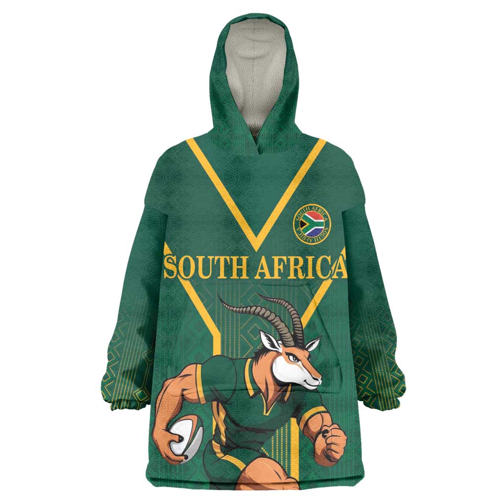 Custom South Africa Rugby Kid Wearable Blanket Hoodie Go Springboks - African Pride