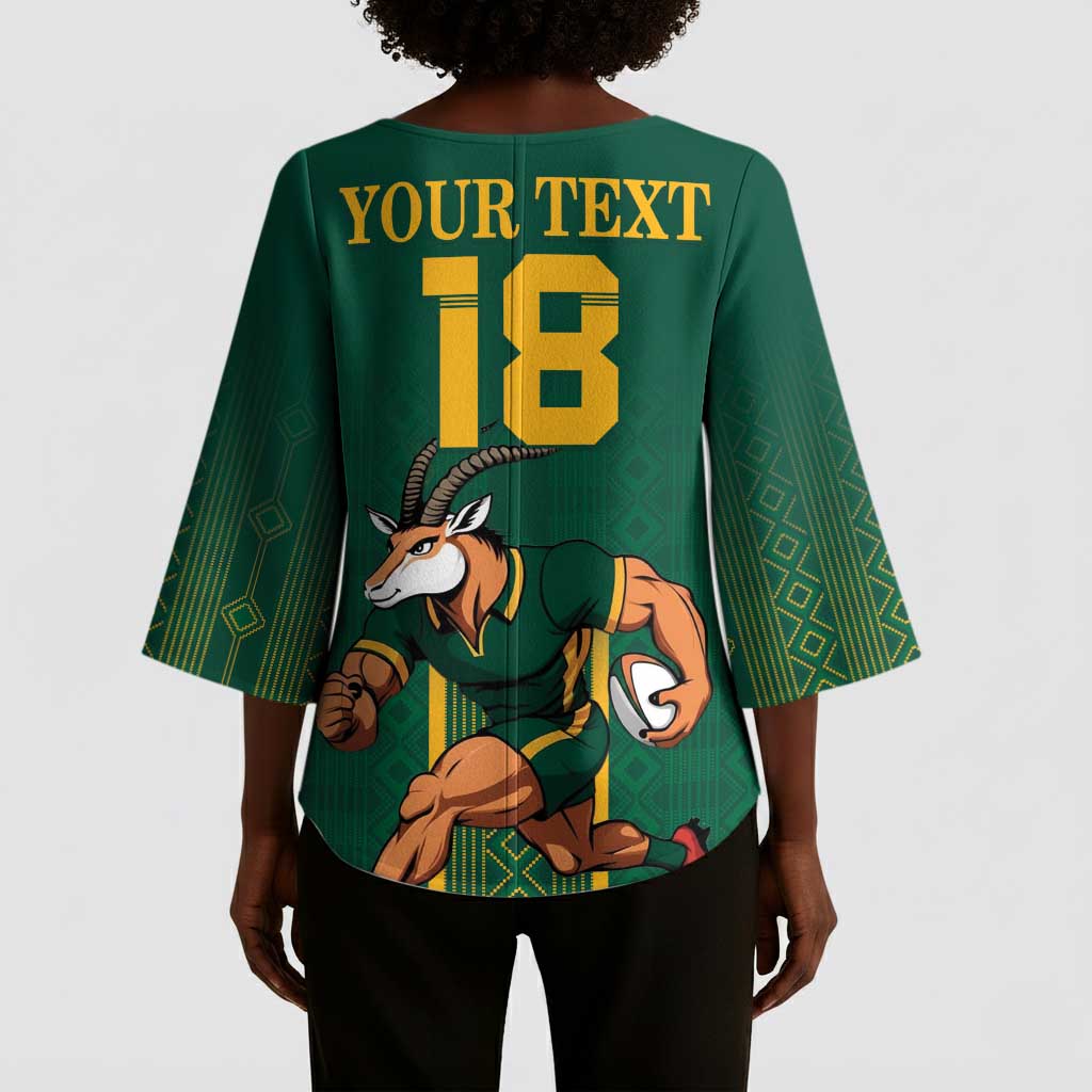 Custom South Africa Rugby Kimono Sleeve Blouse Go Springboks - African Pride