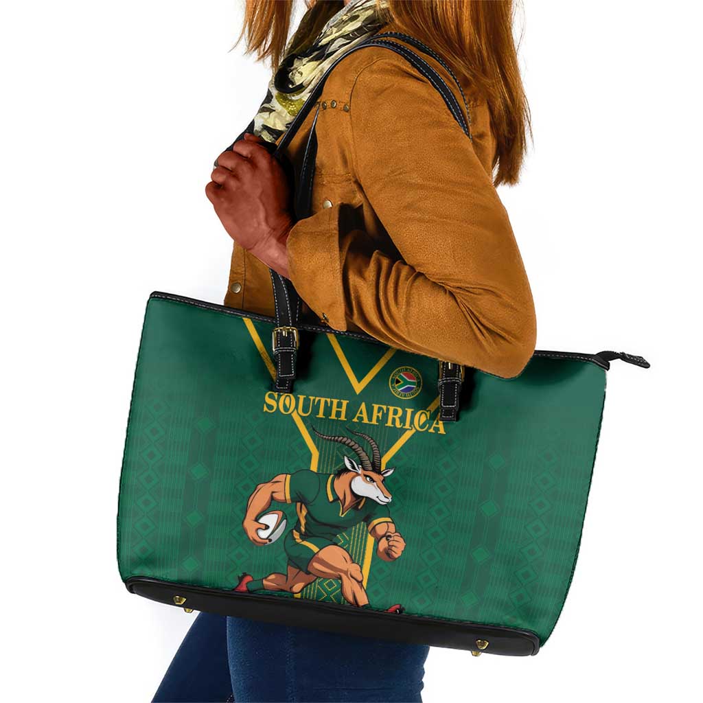 South Africa Rugby Leather Tote Bag Go Springboks - African Pride