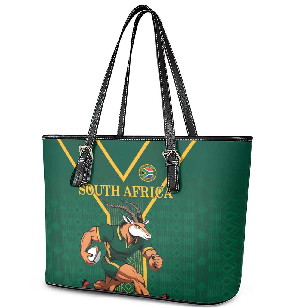 South Africa Rugby Leather Tote Bag Go Springboks - African Pride