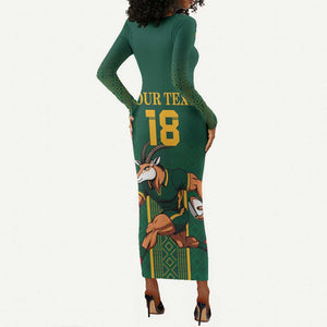 Custom South Africa Rugby Long Sleeve Bodycon Dress Go Springboks - African Pride