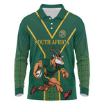 Custom South Africa Rugby Long Sleeve Polo Shirt Go Springboks - African Pride