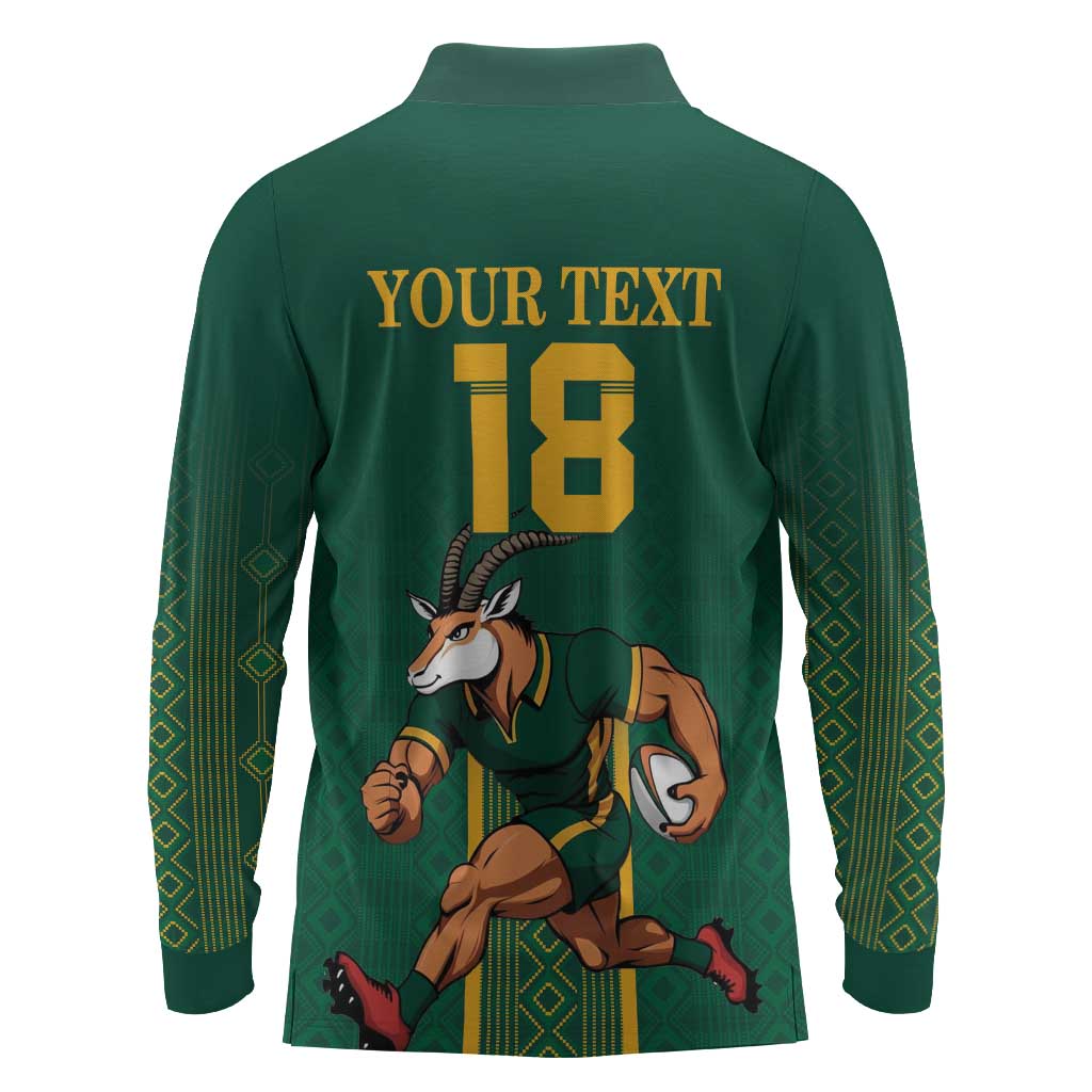 Custom South Africa Rugby Long Sleeve Polo Shirt Go Springboks - African Pride
