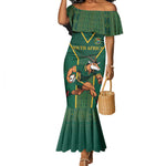 Custom South Africa Rugby Mermaid Dress Go Springboks - African Pride