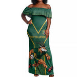 Custom South Africa Rugby Off Shoulder Maxi Dress Go Springboks - African Pride