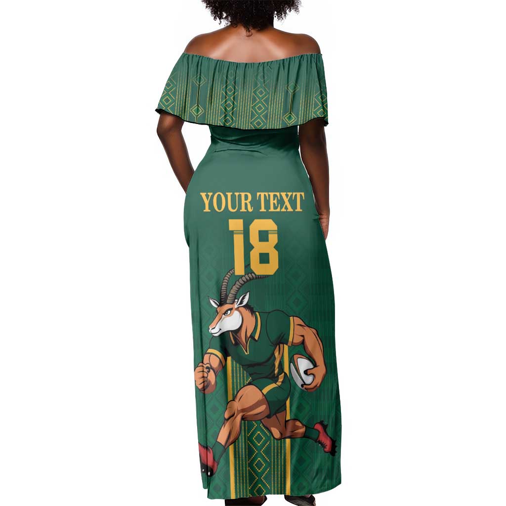 Custom South Africa Rugby Off Shoulder Maxi Dress Go Springboks - African Pride