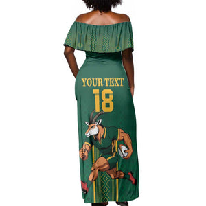 Custom South Africa Rugby Off Shoulder Maxi Dress Go Springboks - African Pride