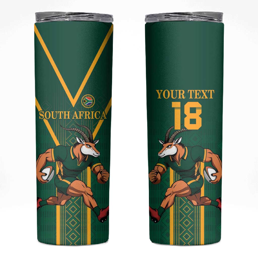 Custom South Africa Rugby Skinny Tumbler Go Springboks - African Pride
