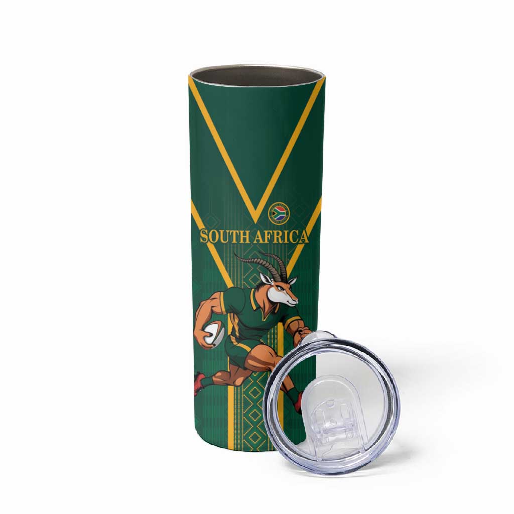 Custom South Africa Rugby Skinny Tumbler Go Springboks - African Pride