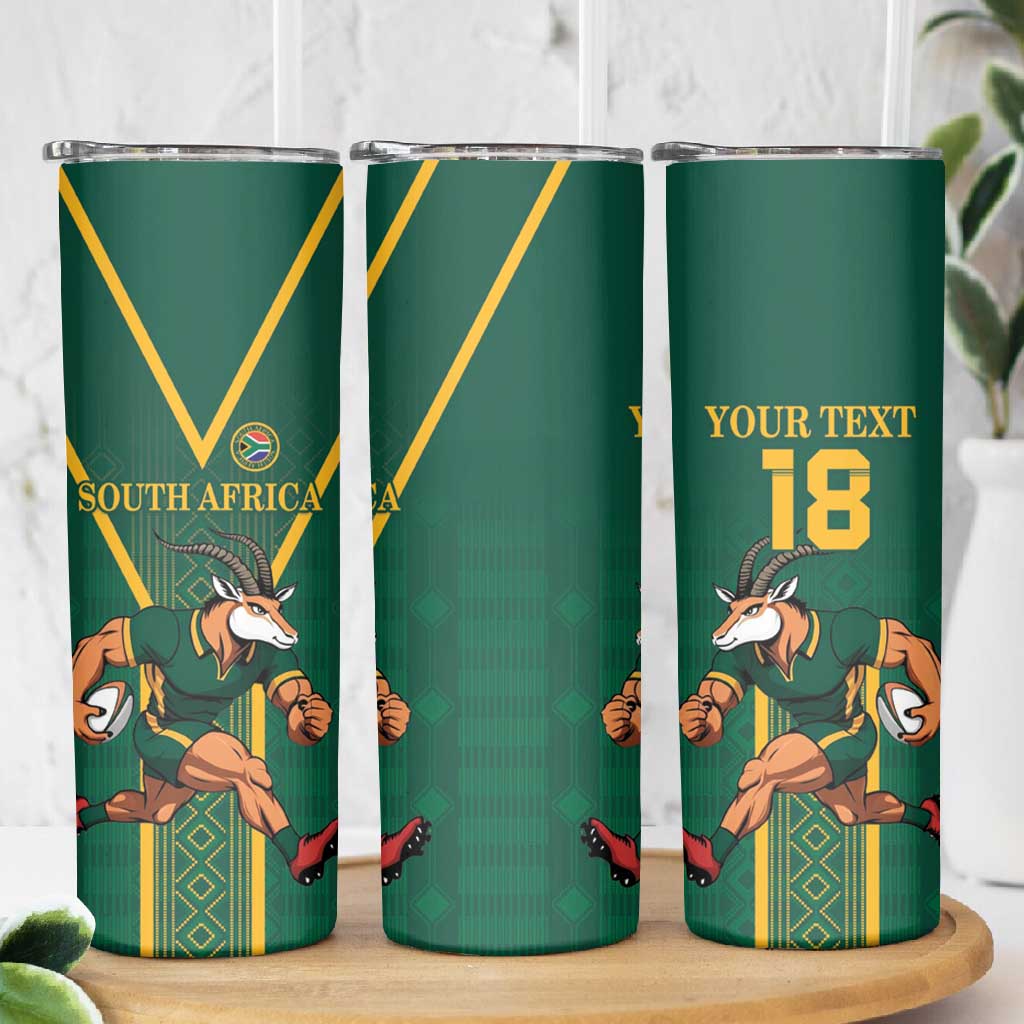 Custom South Africa Rugby Skinny Tumbler Go Springboks - African Pride
