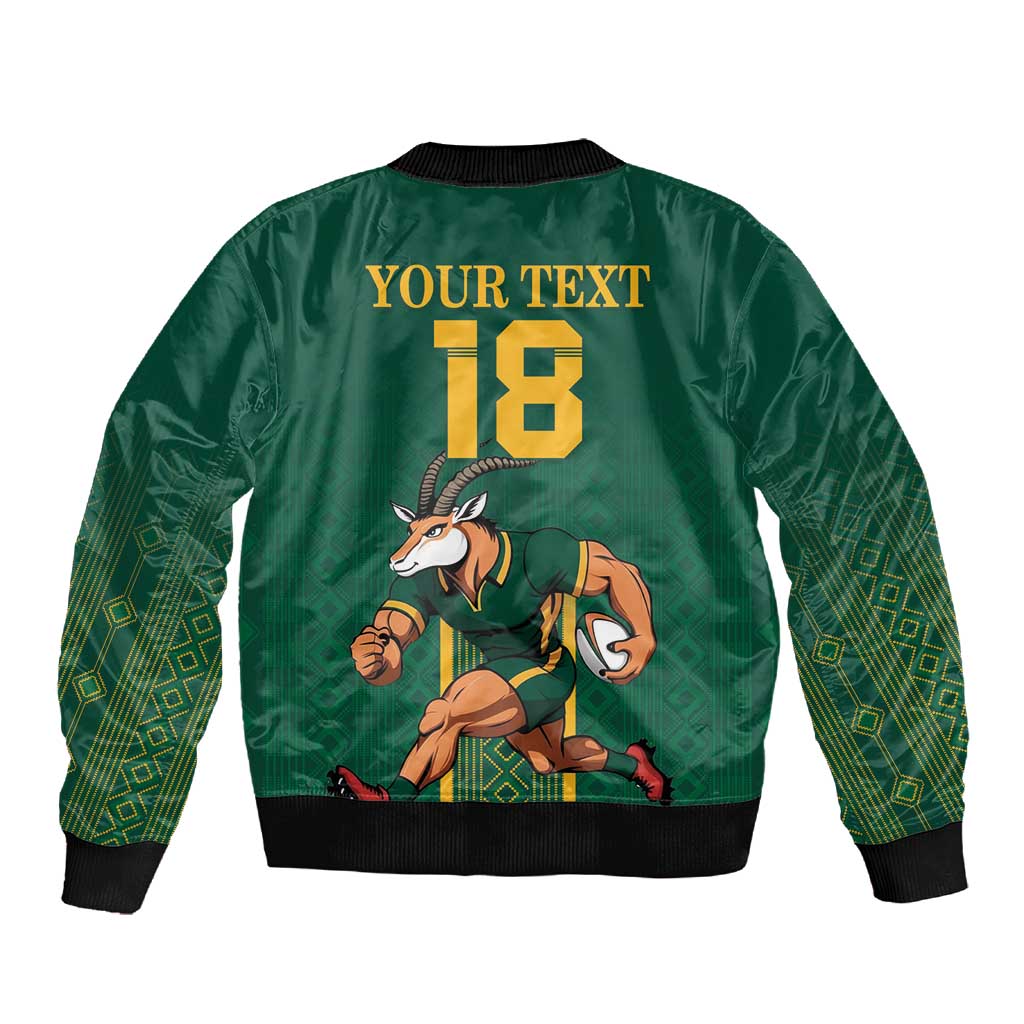 Custom South Africa Rugby Sleeve Zip Bomber Jacket Go Springboks - African Pride