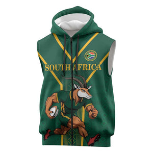 Custom South Africa Rugby Sleeveless Zip Hoodie Go Springboks - African Pride
