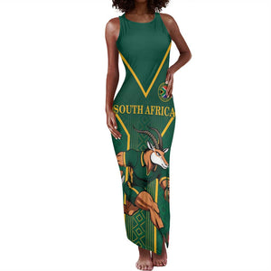 Custom South Africa Rugby Tank Maxi Dress Go Springboks - African Pride