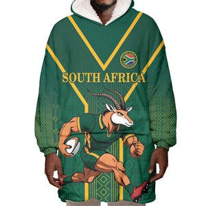Custom South Africa Rugby Wearable Blanket Hoodie Go Springboks - African Pride