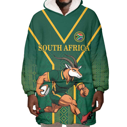 Custom South Africa Rugby Wearable Blanket Hoodie Go Springboks - African Pride