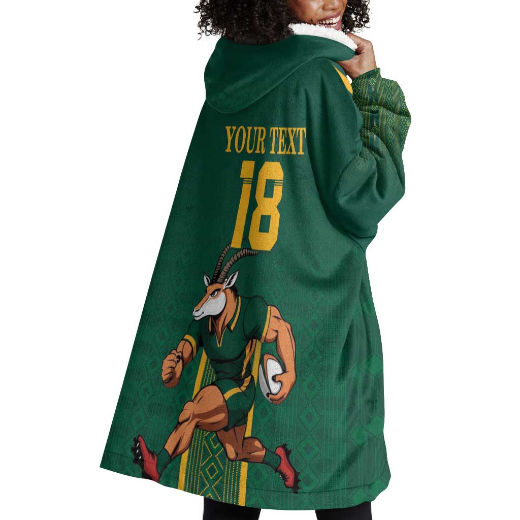 Custom South Africa Rugby Wearable Blanket Hoodie Go Springboks - African Pride