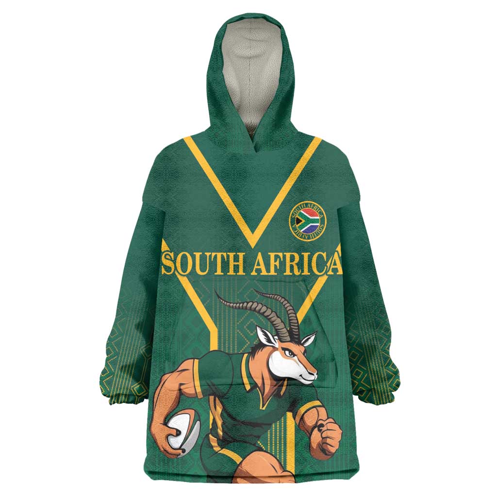 Custom South Africa Rugby Wearable Blanket Hoodie Go Springboks - African Pride