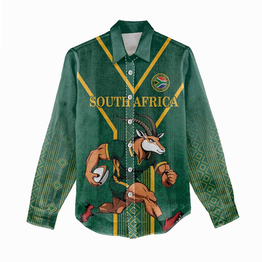 Custom South Africa Rugby Women Casual Shirt Go Springboks - African Pride