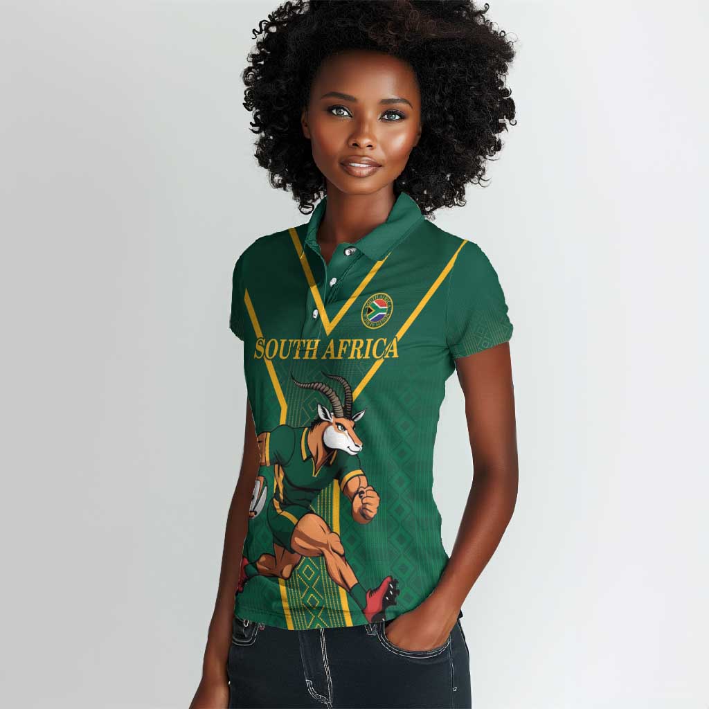 Custom South Africa Rugby Women Polo Shirt Go Springboks - African Pride