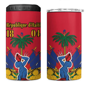 Afro-Haitians Independence Day 4 in 1 Can Cooler Tumbler Le Marron Inconnu Unity Makes Strength - African Pride