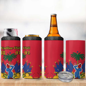 Afro-Haitians Independence Day 4 in 1 Can Cooler Tumbler Le Marron Inconnu Unity Makes Strength - African Pride