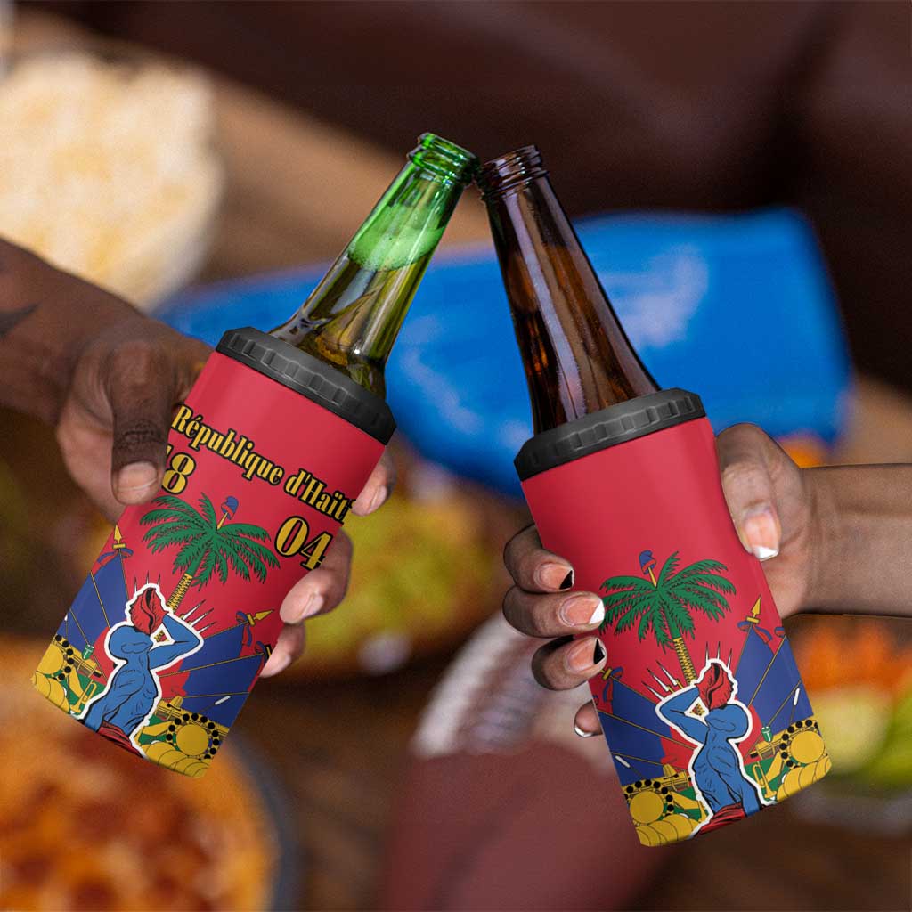 Afro-Haitians Independence Day 4 in 1 Can Cooler Tumbler Le Marron Inconnu Unity Makes Strength - African Pride