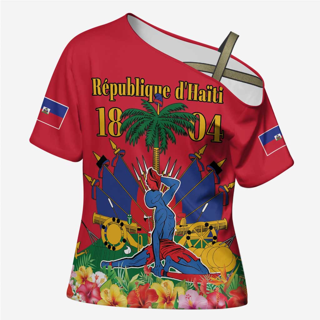 Afro-Haitians Independence Day Cross Shoulder Shirt Le Marron Inconnu Unity Makes Strength